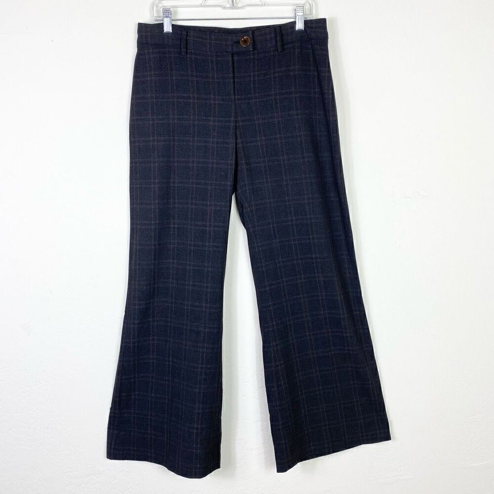 Cabi Dark Grey Plaid High Rise Wide Leg Trouser Pants #248 Size 8